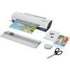 Leitz iLAM Home - Kit fai da te per plastificatrice A4, taglierina, forbici in acciaio inox e arrotondatore angolare, plastificatrice a caldo, con 30 buste per plastificazione, 75-125 micron, per casa