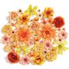 Zuuyye - Fiori Artificiali per Creazioni in tonalità Calde (Arancione, Giallo, Rosa) - 18 varietà di Mini Fiori in Tessuto 2-8cm per DIY, Matrimoni & Decorazione Torte