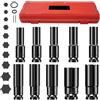 Telituny Set di 10 bussole per avvitatore a percussione da 1/2, 8-24 mm, bussola esagonale da 1/2, adattatore a bussola profonda con custodia in plastica, per avvitatore a percussione, cambio pneumatici