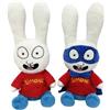 PTS SRL SIMONE IL CONIGLIO 2 Peluche Simon Rabbit Versione NORMALE e SUPEREROE Mascherato seduto - altezza 25cm comprese le orecchie - Multicolore
