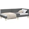 vidaXL Cornice del Letto ad Angolo Grigio Scuro 90 cm x 200 cm, Letto angolare Moderno, daybed Che risparmia Spazio, Design Flessibile per Camera, Arredamento Minimalista Chic