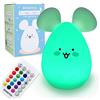 BONNYCO Luce Notturna Bambini con Telecomando e Sensore Tattile 16 Colori. Lampada Notturna per Bambini con Timer, Lucina Notte Bimbi Silicone BPA Free. Topo Lampada, Camaretta Led per Bambina