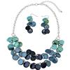 Bocar 2 Strati Dichiarazione Girocollo Shell Collana e Orecchini Set per Le Donne Regalo(NK-10248-blue)