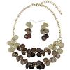 Bocar 2 strati dichiarazione girocollo Shell collana e orecchini set per le donne regalo(NK-10248-beige+brown)