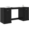 vidaXL Scrivania con armadietto Rovere Nero 154,5 x 50 x 75 cm, Scrivania moderna, elegante per ufficio a casa, postazione ergonomica con armadietto e superficie organizzata