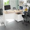 Dmora - Scrivania Carrollton, Scrittoio da ufficio, Tavolo da studio porta PC con 3 cassetti, 136x67h74 cm, Bianco e Rovere