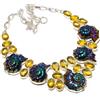 Fatto a mano Collana con pietre preziose fossili di citrino ammonite fatta a mano catena r...