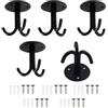 YNHJQP HongYanYEU - Set di 5 ganci a tre ganci in acciaio inox, 55 x 51 mm, colore: Nero (1)