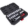 YUEHISY Set di Bussole Passanti 17 Pezzi, 12 Punti 10-24 Mm con Cricchetto Reversibile 72T, Adattatore per Azionamento 1/2 3/8 Pollici, Impugnatura Ergonomica
