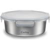 Castey - Contenitore rotondo in acciaio inox, 1500 ml, chiusura ermetica con coperchio, per la conservazione degli alimenti, coperchio senza BPA, design anti-goccia, adatto per lavastoviglie
