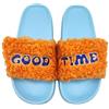 WD LifeStyle Pantofole con Strap Decorazione "Good Time" Arancione Blu Taglia S/M