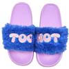 WD LifeStyle Pantofole con Strap Decorazione "Too Hot" Viola Taglia M/L
