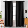 Pickluc Tende oscuranti lunghe 244 cm, 2 pannelli, tende oscuranti per camera da letto o soggiorno, con linguetta posteriore e tasca per asta, set di due, nero, 132 cm di larghezza e 243,8 cm di