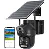 Ctronics 4GLTE Telecamera Solare Esterno con SIM Doppio Obiettivo 15600mAh