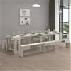 Dmora - Set tavolo e sedie Eric, Composizione multiuso, Set con consolle e 2 panche allungabili, 100% Made in Italy, 66x25h45 cm, Cemento