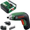Bosch IXO8 Cacciavite a batteria (incl. adattatori angolare ed eccentrico, set di 10 bit e batteria, in scatola di stoccaggio)