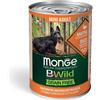 Monge BWild Grain Free Mini Adult Anatra con Zucca e Zucchine Umido per Cani - 400 g, 12 pezzi