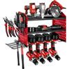 VEVOR Scaffale per Utensili Elettrici da Parete, Portautensili da Parete per Trapani a 3 Livelli con 4 Supporti per Trapano, Portaoggetti con Pannelli Forati Laterali, per Utensili da Garage Officina