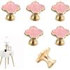 CPELLESSE 6 pomelli a forma di trifoglio, per credenze della cucina, cassetti, guardaroba, scarpiere, portagioie, mobili e tavolini da caffè, con foro singolo, colore rosa