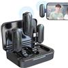 Technaxx TX-301, un set doppio di mini microfoni wireless - 2 microfoni lavalier wireless con riduzione intelligente del rumore, ricevitore USB-C, custodia di ricarica, clip-on - ideale per podcasting