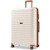 KONO Valigia Grande in PP Rigida 76,5 cm - Trolley Espandibile con Ruote 360° TPE, Portabicchieri Integrato, Leggera con Serratura TSA (28, Bianco Crema)