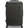 Calvin Klein Valigia leggera da donna rigida laterale verticale Spinner, nero, Medium, Valigia leggera con filatore verticale rigido laterale