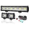 PICAA 18 Pollici 360W Barra Luminosa a Led con 2x 4 60W Faro da Lavoro e 12V Kit di Cablaggio, Bianco 6000K Barra Led Auto per Fuoristrada Camion SUV 4x4 ATV Trattore