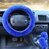 EasyByMall Kit di coprivolante in peluche estetico, 3 pezzi, per elevare l'interno del veicolo quest'inverno (blu, 3 pezzi)