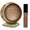 Himalayan Bazaar - Set con campana tibetana, facile da suonare, realizzato a mano, per meditazione tramite il suono, 10 cm, per la guarigione dei 7 chakra