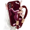 Kivlclri Righe Cover per iPhone 11 6,1'' con Cordino, Aesthetic Stripes Striped Motivo Disegno Rosso Silicone Case con Tracolla Collana per catena Antiurto Protezione Fotocamera Ragazze Custodia