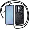 Coiwxmoi Cover Magnetica per Samsung Galaxy S26 Plus 5G (S26+ 5G) 6,7 con Cordino,Compatibile con MagSafe, Aesthetic Leopardata Disegno Custodia con Corda Collana, Traslucida Matte Silicone Case,Nero