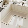 Hixingo Tappeto da Cucina Forma a L, Tappeti Cucina Antiscivolo Assorbente Asciugatura Rapida Tappetino Passatoia di Diatomite Lavabile per Casa Corridoio Bagno (Stile 9,90x90x45cm)