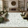 PureCozy Tappeto Salotto 300x400cm Camera da Letto Lavabile in Lavatrice Grandi Tappeti Sala Soggiorno Ufficio Moderno Floreale Carpet Pelo Corto Antiscivolo Rug,Verde pallido