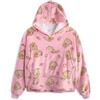 Pusheen the Cat Pusheen Felpa con Cappuccio Coperta indossabile da Ragazza | Pullover Rosa con Cappuccio per Bambini con Personaggio Pusheen e Stampa di Cibo su Tutta la Superficie