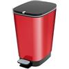 Kis Keter Curver Pattumiera Chic M Rossa, Pattumiera a Pedale con Anello Ferma Sacco ideale per Bagno e Cucina, Capienza 25 litri, Dimensioni 26,5x40.5x45 cm