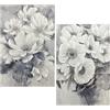 DRW Set di 2 quadri tela con fiori dipinti a mano in bianco 80 x 3 x 120 cm