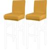 PiccoCasa - Coperture elastiche per sgabello da bar, coperture per sedia senza braccioli, coprisedia per sgabelli per pub e piano di lavoro in cucina, con fascia elastica, color oro, 2 pezzi
