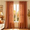 KOUFALL Colorful Curtains for Living Room,Sheer Linen Boho Eclectic Curtains for Dining Room Windows,96 Inches Long,Burnt Orange