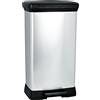 Curver, Pattumiera Deco Bin con Chiusura Assistita, Grigio Metalizzato, 50 L, 39x33x71H cm