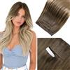 LaaVoo Genius PU Trama Extension Capelli Veri Biadesivo Balayage Marrone Chiaro a Biondo Sporco e Biondo Platino 55cm 120g 4pcs,Capelli Remy,Volume Extra,Serate Eleganti e Matrimonio #8-18-60