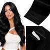 LaaVoo Extension Capelli Veri Biadesivo Genius PU Trama Nero Jet 50cm 120g 4pcs, Capelli Remy, Lunga Durata, per Cerimonie Importanti #1