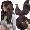 LaaVoo Nanoring Extension Capelli Veri Castani Naturali Nano Loop Extension Capelli Veri Invisibili Extension Nano Bead Umani Lisci 35cm 50ciocche 50g #1C