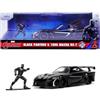 Jada Toys - Marvel Black Panther Mazda RX-7 con personaggio Black Panther, modello auto in metallo, 1:32, porte apribili, 13,5 cm, per fan e bambini dagli 8 anni in su