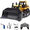 Mostop RC Bulldozer Giocattolo Scala 1/16 9 Canali RC Trattore Caricatore Frontale Completamente Funzionale 2.4Ghz Telecomando Bulldozer RC Veicoli di Costruzione Camion Regalo con Luce e Suono per