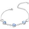 Qings Bracciale Donna Tanzanite Cuore Argento 925 Dicembre Bracciali Regolabili Simbolo dell'infinito Pietra di Nascita con 3 Charm Zirconi a Forma di Cuore Regali di Natale per la Mamma Ragazze Lei
