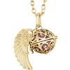 Morella Collana Catenina Donna Angelo Custode in Acciaio Inox Oro 70 cm con Ciondolo ad Ali di Angelo e Sfera Rosa 16 mm in Sacchetto di Velluto