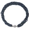 COOLSTEELANDBEYOND Blu Scuro Statement Pendente Multi Strati Perline Cristallo Intrecciato Catena Girocollo Choker Fermoir Magnétique