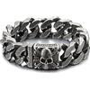 COOLSTEELANDBEYOND Uomo Grande Acciaio Inossidabile Barbozzale Bracciale con Fleur de Lis e Cranio, Gotico Biker, Lucidato