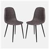 Dmora Set di 2 Sedie Moderne in Ecopelle, per Sala da Pranzo, Cucina o Salotto, cm 56x45h87, Colore Grigio