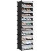 SONGMICS Scarpiera a 10 Scomparti, Scaffale Componibile in Plastica, Armadietto Portascarpe Fai da Te con Ante e Martelletto, Mobiletto Porta Scarpe, Nero LPC10HV1
